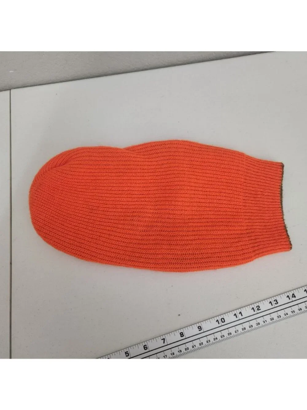 Reversible Olive Green & Orange Knit Balaclava Face Mask Ribbed Winter Hunting